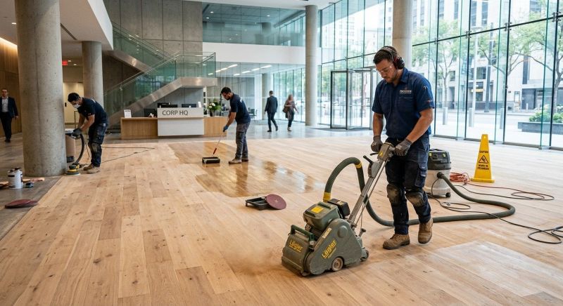 Our team working on Wood Floor Service projects in Winston Salem, NC