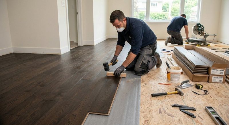 Dark Wood Floor Installation in Winston Salem, NC